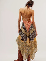 Floral Color Block Slip Maxi Dress