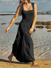 Solid Square Neck Boho Maxi Dress