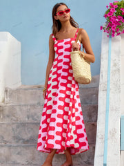 Abstract Floral Print Maxi Dress