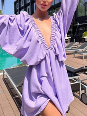 Plunge Neck Skater Mini Dress