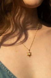 Opal Sun Pendant Necklace