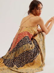 Floral Color Block Slip Maxi Dress