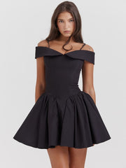 Black Off-Shoulder Mini Dress