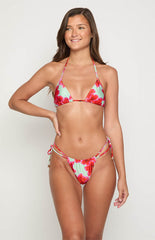 Green Red Floral Triangle Bikini Sets
