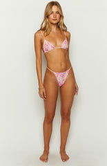 Hot Pink Floral Triangle Bikini Sets