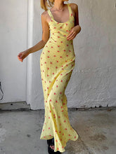 Yellow Floral Sleeveless Maxi Dress