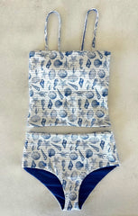 Cute Seashell Print Tank Bikini Sets