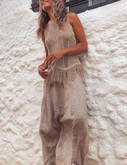 Desert Sleeveless Tassel Knit Top