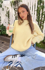 Yellow Ribbed Knit Oversized Sweater