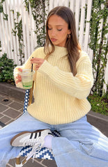 Yellow Ribbed Knit Oversized Sweater