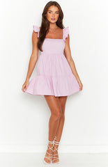 Baby Pink Frill Tiered Mini Dress
