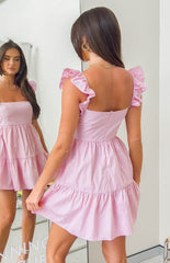 Baby Pink Frill Tiered Mini Dress