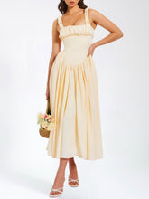 Solid Pleated Waist Slip Maxi Dress