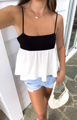 Black White Contrast Cami Top