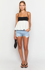 Black White Contrast Cami Top
