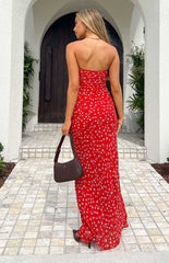 Red Floral Formal Maxi Dress