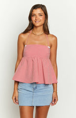 Red Gingham Halter Top