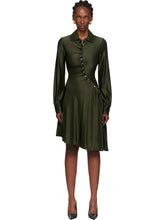 Deep Green Satin Shirt Dress