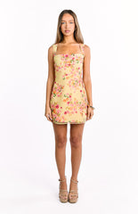 Yellow Summer Floral Mini Dress