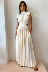 Mock Neck Cut Out Long Dress