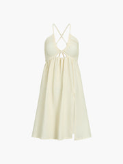 Beige Halter Midi Dress