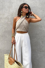 Cotton & Line Crisscross Halter Tank Top