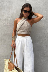 Cotton & Line Crisscross Halter Tank Top