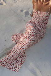 Strappy Floral Print Crisscross Flowy Long Sundress