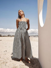 Black Striped Slip Maxi Dress