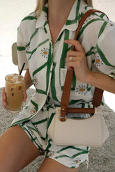 Print Drawstring Shorts Set