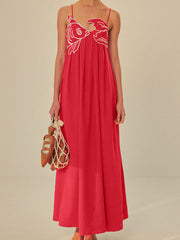 Embroidered Fish Cami Maxi Dress