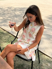 Pink Floral Sleeveless Mini Dress