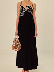 Embroidered Fish Cami Maxi Dress