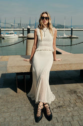 Mesh Panel Pleated Skirt