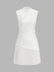Neat Asymmetrical Pleated Mini Dress