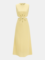 Yellow Cutout Waist Maxi Dress