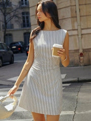 Verticle Striped Sleeveless Mini Dress