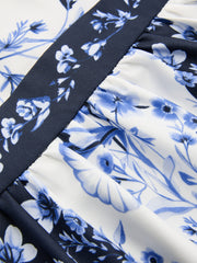 Navy Floral Backless Midi Dress