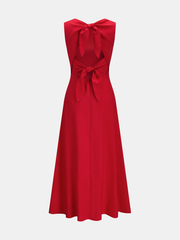 Solid Red Sleeveless Maxi Dress
