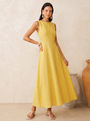 Solid Red Sleeveless Maxi Dress