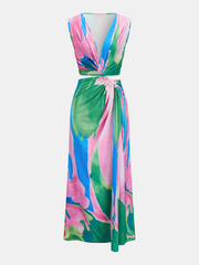 Tie Dye Twist Cutout Sleeveless Maxi Dress