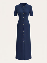 Basic Button Down Knit Midi Dress