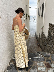 Yellow Geo Print Spaghetti Strap Midi Dress