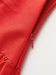 Red Rosette One-Shoulder Midi Dress