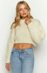 Cream Knit Crop Sweater