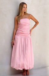 Baby Pink Strapless Maxi Dress