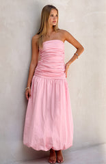 Baby Pink Strapless Maxi Dress