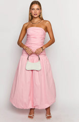 Baby Pink Strapless Maxi Dress