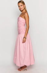 Baby Pink Strapless Maxi Dress