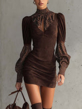 Brown Faux Suede Bodycon Mini Dress